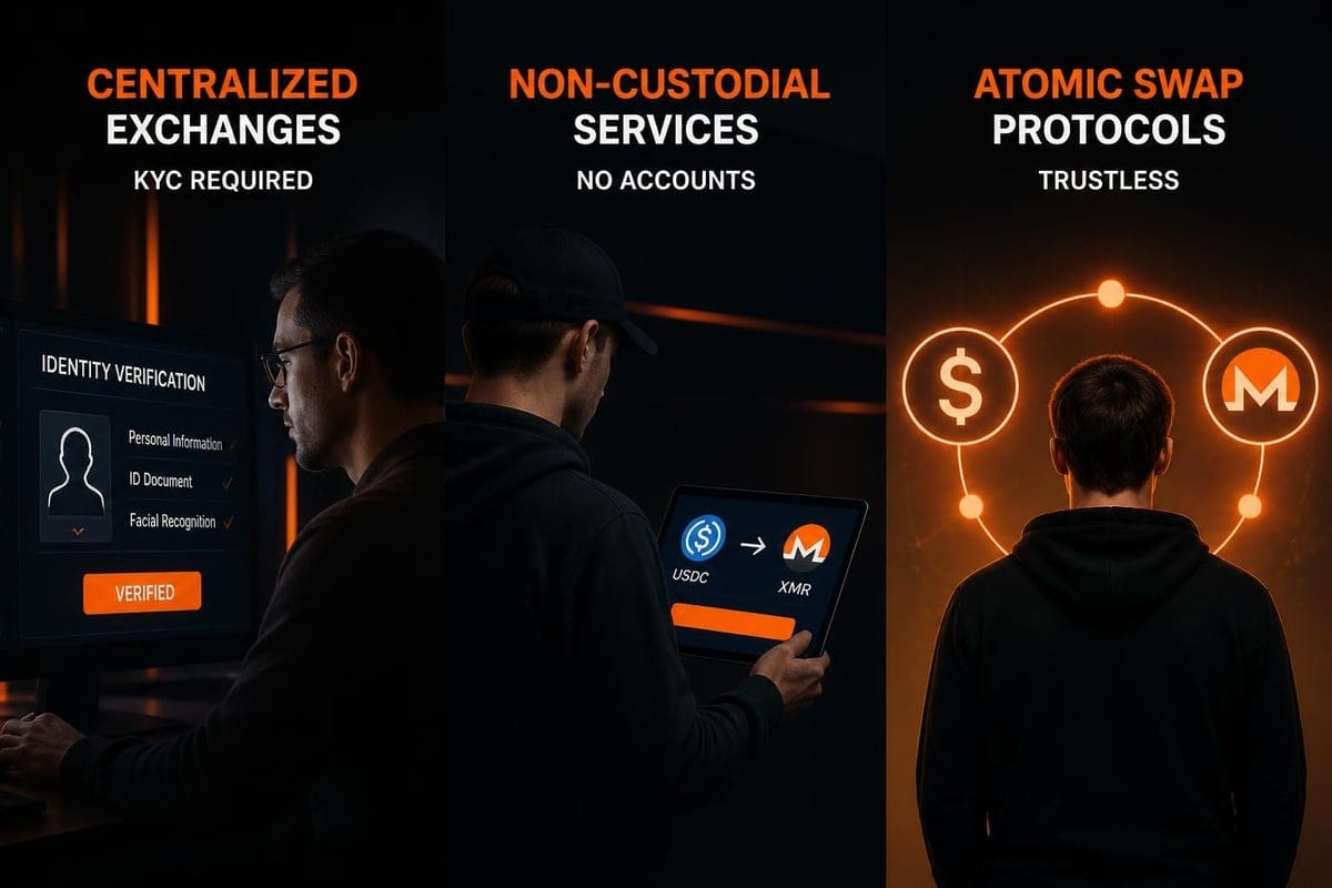 Privacy comparison for USDC-XMR trading
